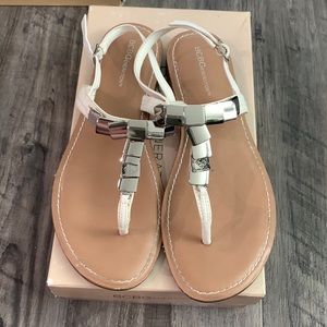 Barely worn BCBG Flat White Sandals 8.5